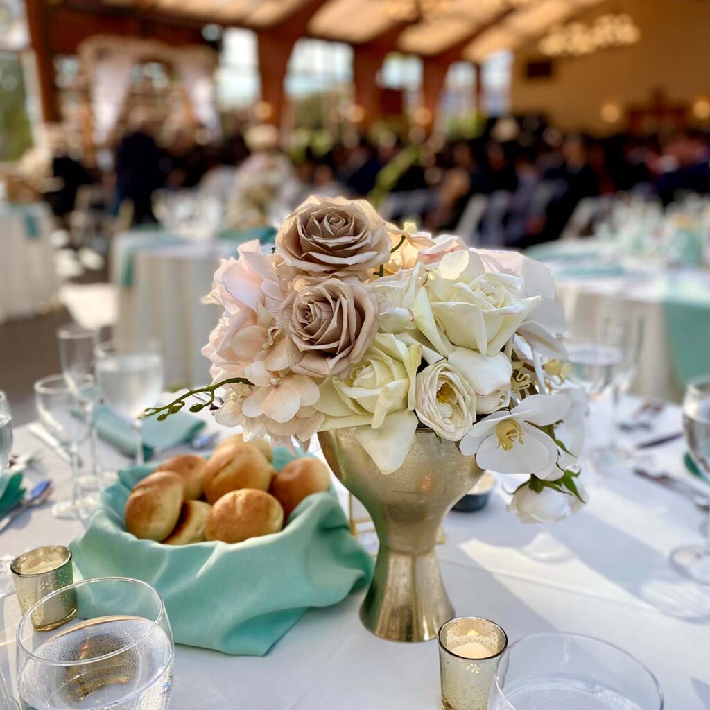 Flower arrangement on event table